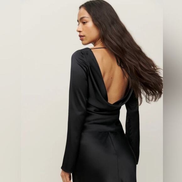 Reformation Wilde Silk Black Top Size Small - Picture 2 of 7